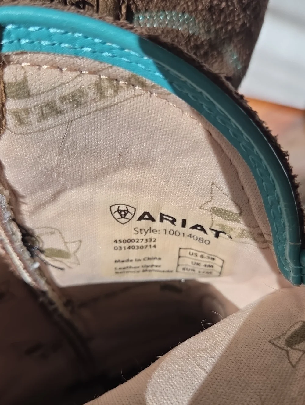 Ariat boots size
